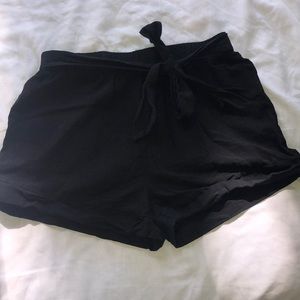 Black paper bag tie shorts